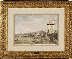 Canaletto, la Torre di Malghera, incisione conservata nel Museo White, esemplare di tiratura postuma
